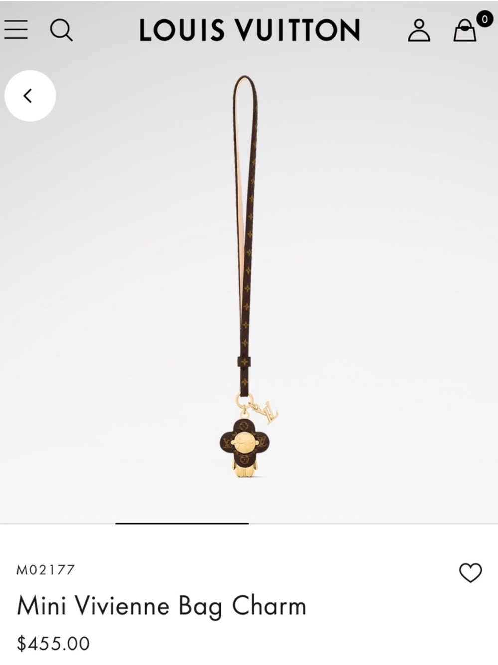 Louis Vuitton Brown Monogram Pendant Strap with Gold Charm